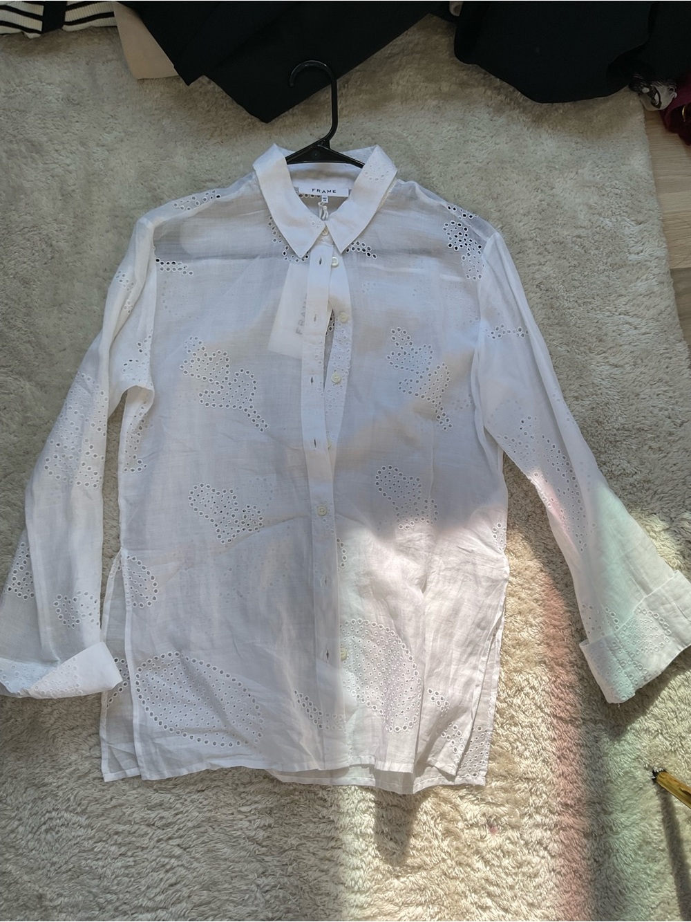 Frame Denim White Eyelet Button-Down Shirt